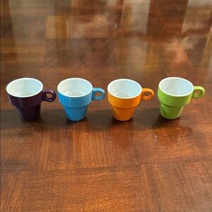 Pier 1 Colorful Espresso Coffee Mini Cups Set of 4